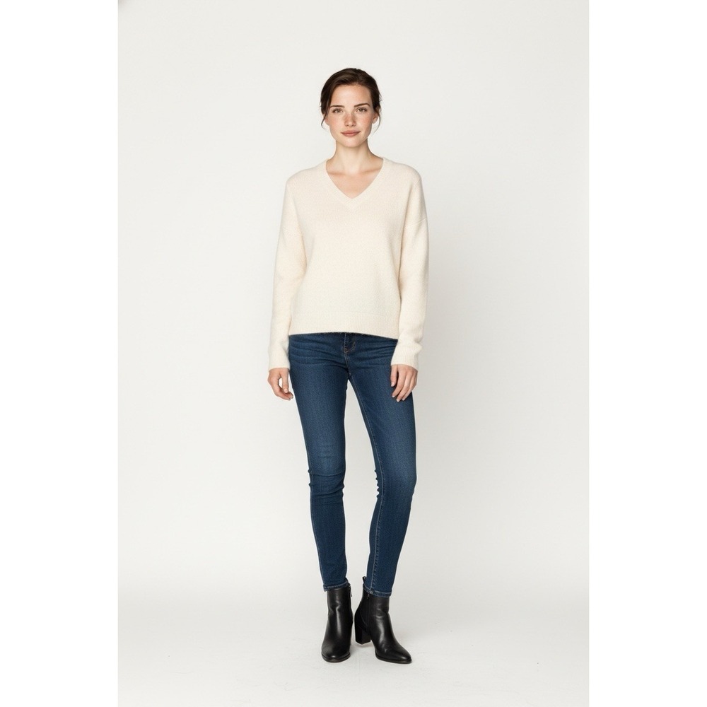 The Row Wool Cashmere Blend Long Sleeve Pullover Sweater Small V neck Timeless